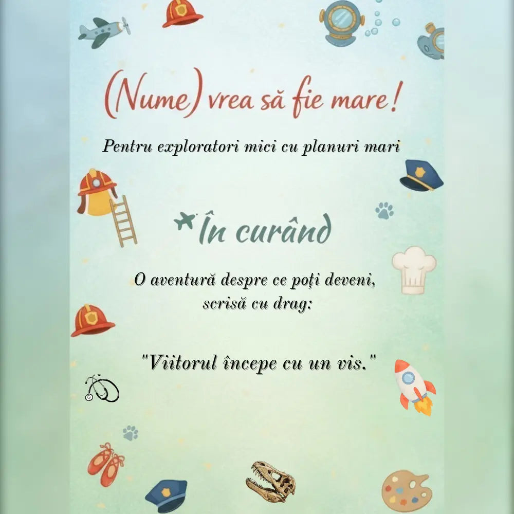 Afis carte personalizata pentru copii despre meserii de la Imagikool