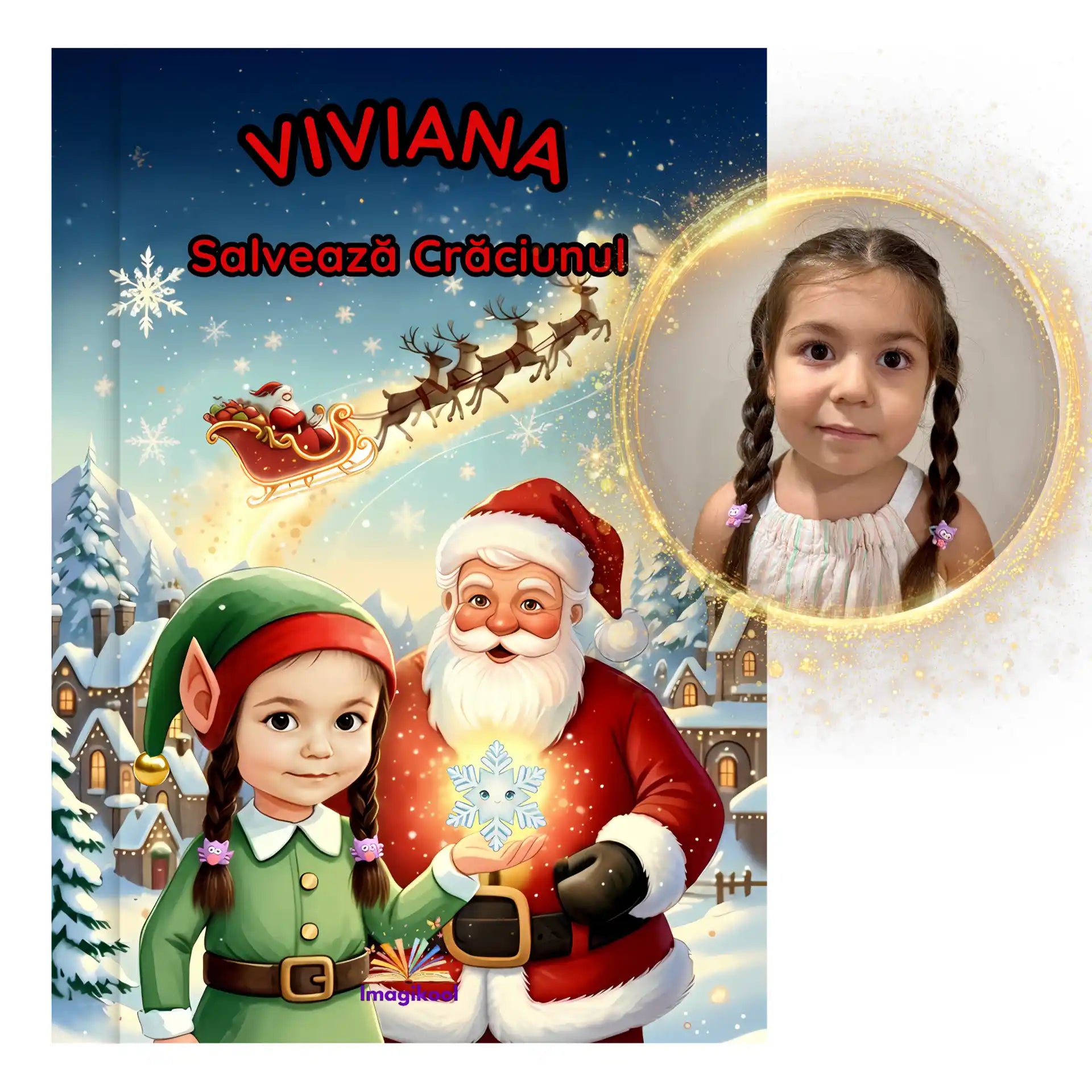 Coperta cărții personalizate pentru copii Salvează Craciunul cadou de Crăciun de la Imagikool