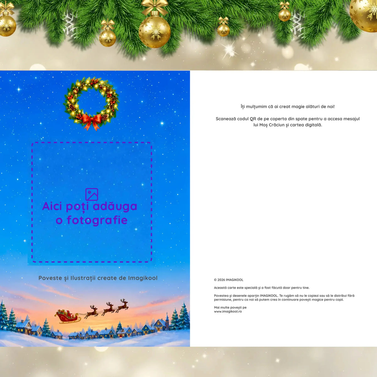 Semnatura carte personalizata Salveaza Craciunul - adaugă fotografie si nume