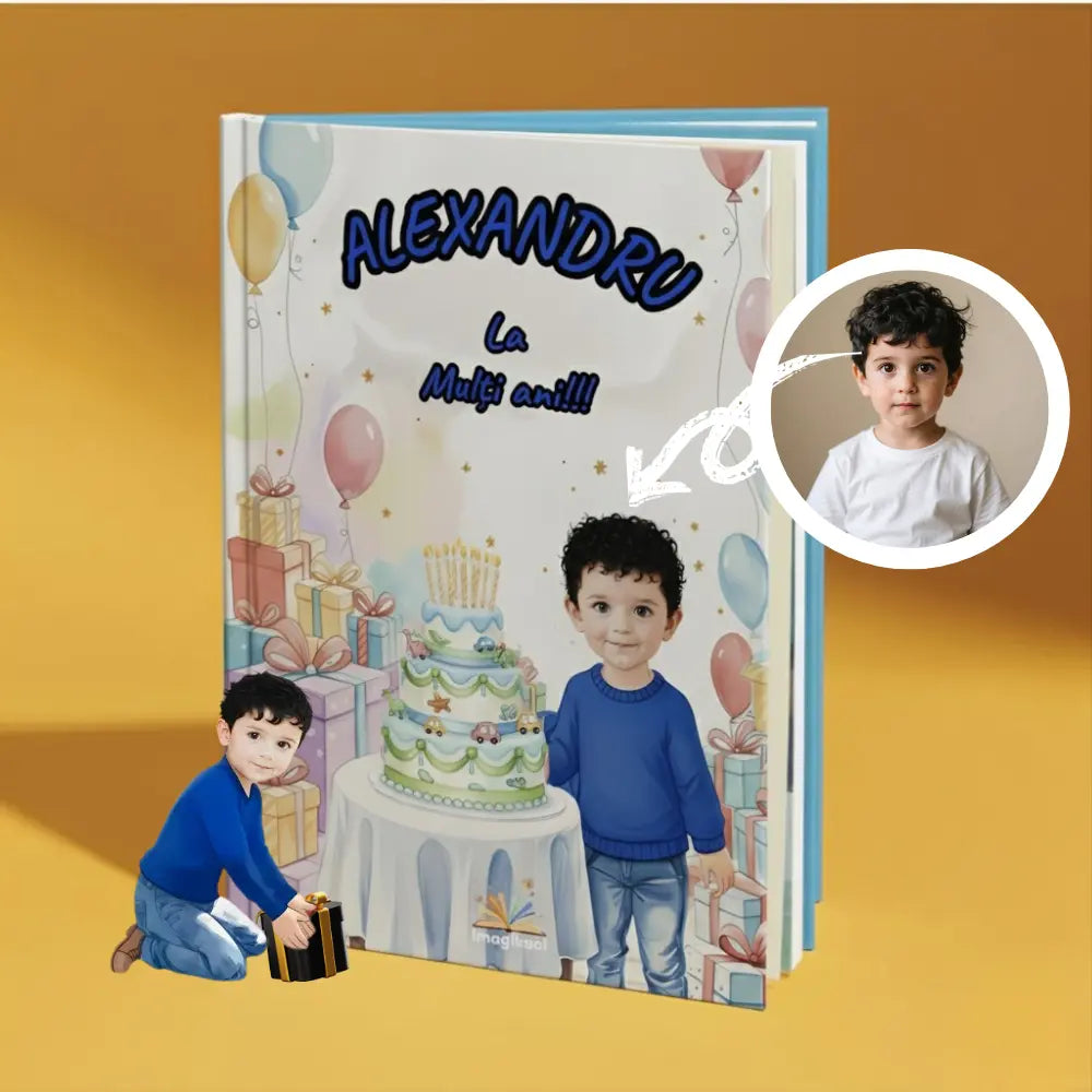 Coperta carte personalizata La mulți ani pentru baieti – cadou de ziua de naștere de la Imagikool