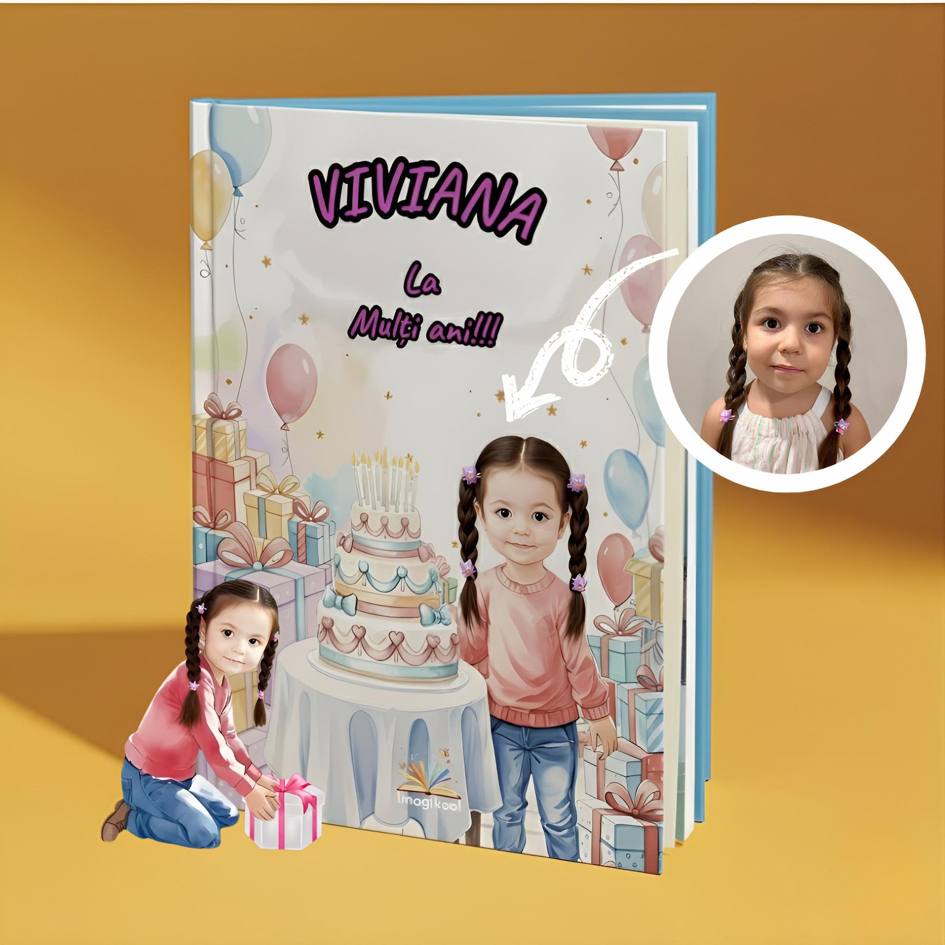Coperta cărții personalizate La mulți ani pentru copii – cadou de ziua de naștere de la Imagikool