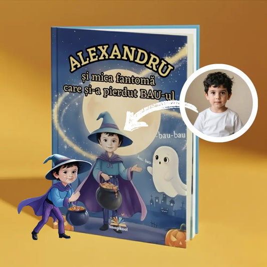 Coperta carte personalizată mica fantoma care si-a pierdut BAU-ul pentru copii – cadou de Halloween de la Imagikool