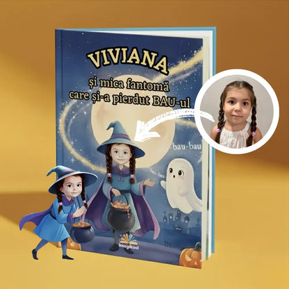 Coperta cărții personalizate mica fantoma care si-a pierdut BAU-ul pentru copii – cadou de Halloween de la Imagikool