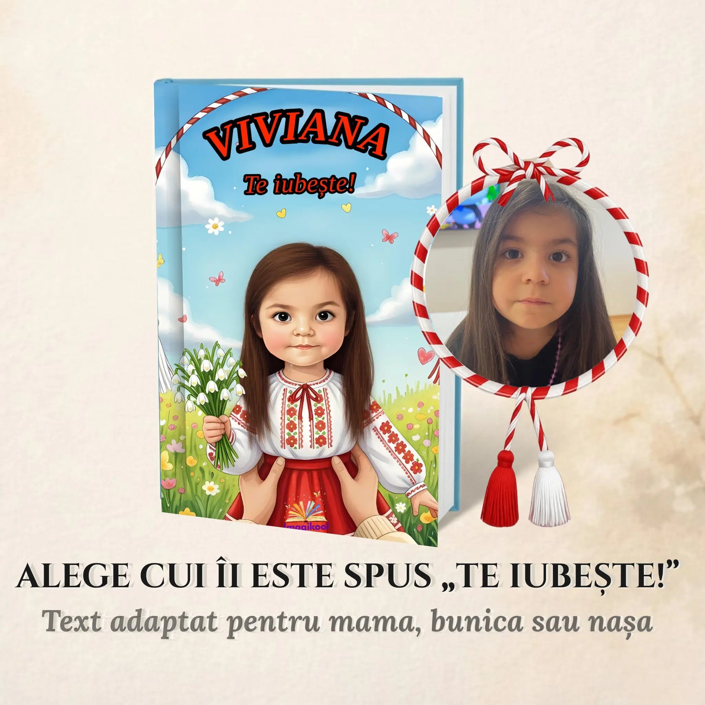 Cartea personalizata te iubeste cu pagini colorate, pentru mama, bunica sau nasa de 8 martie