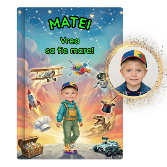 Coperta cărții personalizate pentru copii Vrea să fie mare de la Imagikool